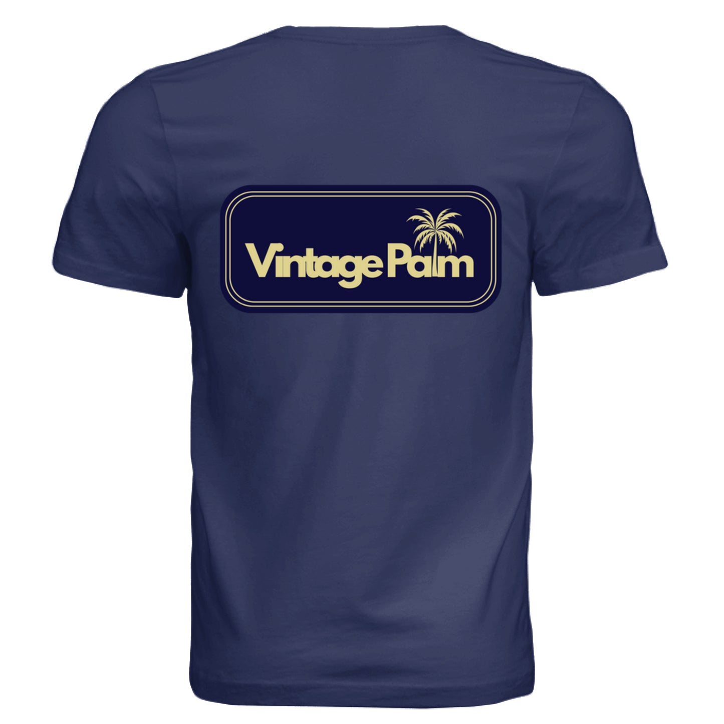 Retro Unisex Short-Sleeve Tee (Navy Logo)-Vintage Palm